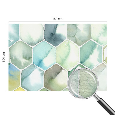Fotomural decorativo para cabecero de cama con diseño de hexágonos en tonos pastel