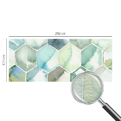 Fotomural decorativo para cabecero de cama con diseño de hexágonos en tonos pastel