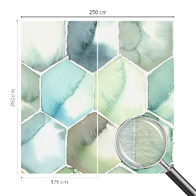 Fotomural decorativo para cabecero de cama con diseño de hexágonos en tonos pastel