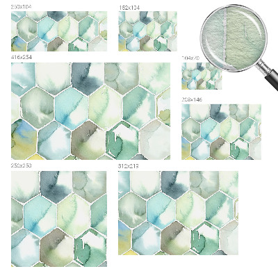 Fotomural decorativo para cabecero de cama con diseño de hexágonos en tonos pastel