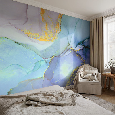Papel mural con patrón decorativo con un diseño de formas en acuarela