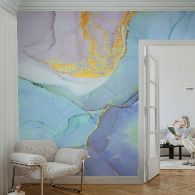 Papel mural con patrón decorativo con un diseño de formas en acuarela