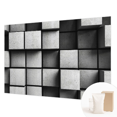 Fotomural decorativo para cabecero de cama con diseño de cubos geométricos