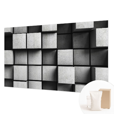 Fotomural decorativo para cabecero de cama con diseño de cubos geométricos