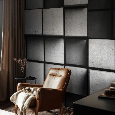 Fotomural decorativo para cabecero de cama con diseño de cubos geométricos
