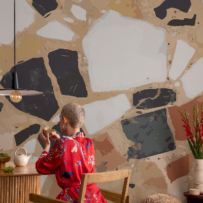 Papel mural texturado decorativo con un motivo de piedras rústicas