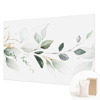 Mural de pared con estampado hermoso con motivo de hojas verdes