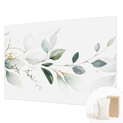 Mural de pared con estampado hermoso con motivo de hojas verdes
