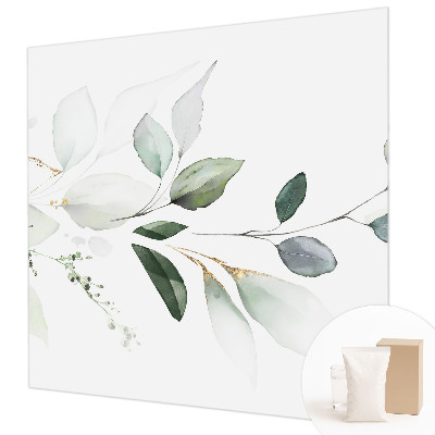 Mural de pared con estampado hermoso con motivo de hojas verdes