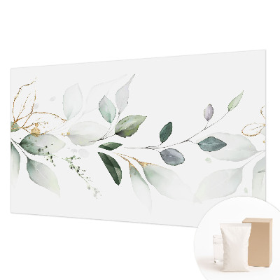 Mural de pared con estampado hermoso con motivo de hojas verdes