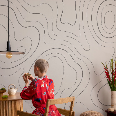 Papel mural con patrón decorativo con diseño de líneas fluidas