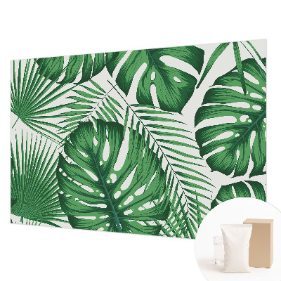 Fotomural decorativo para cabecero de cama con diseño de hojas tropicales