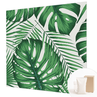 Fotomural decorativo para cabecero de cama con diseño de hojas tropicales