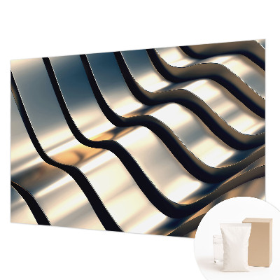 Papel mural con patrón decorativo con motivo de ondas metálicas