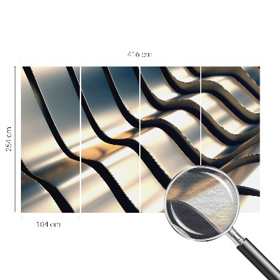 Papel mural con patrón decorativo con motivo de ondas metálicas