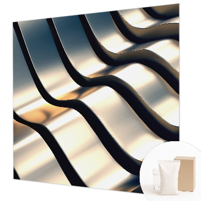 Papel mural con patrón decorativo con motivo de ondas metálicas
