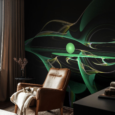Mural de pared con estampado hermoso con diseño de ondas verdes
