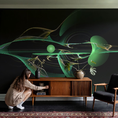 Mural de pared con estampado hermoso con diseño de ondas verdes