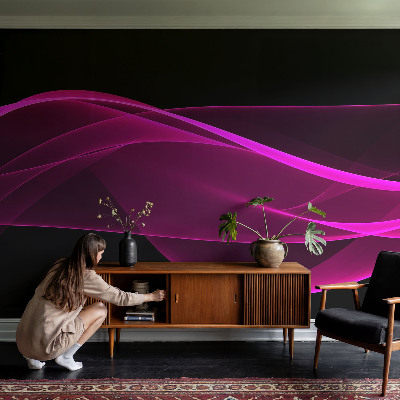 Fotomural decorativo para cabecero de cama con diseño de cintas rosas