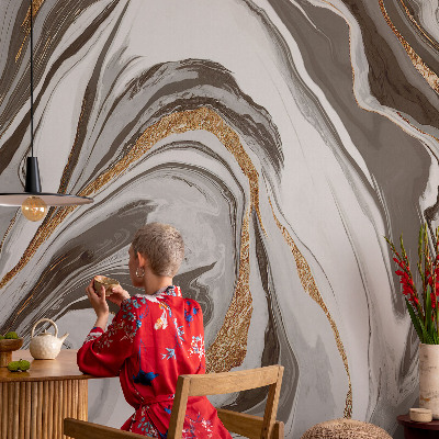 Papel mural con patrón decorativo con diseño de remolinos de mármol