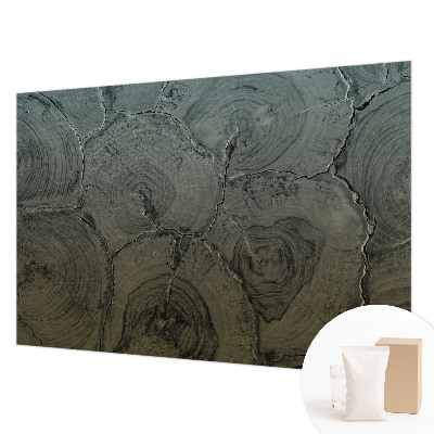 Papel mural texturado decorativo con diseño de anillos de madera