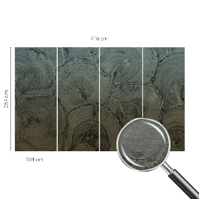 Papel mural texturado decorativo con diseño de anillos de madera