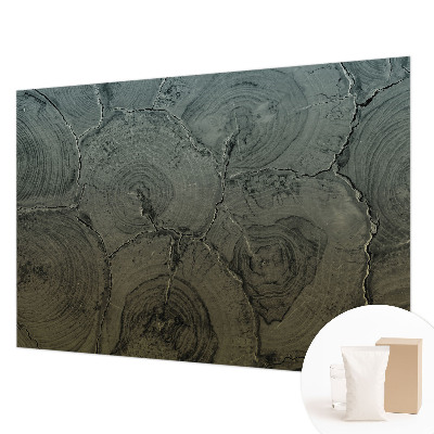 Papel mural texturado decorativo con diseño de anillos de madera