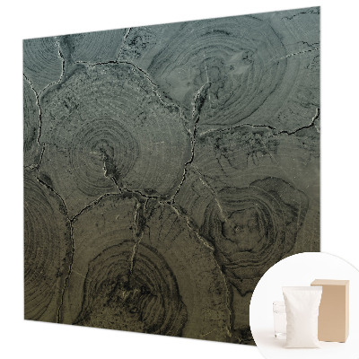 Papel mural texturado decorativo con diseño de anillos de madera