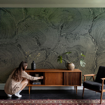 Papel mural texturado decorativo con diseño de anillos de madera