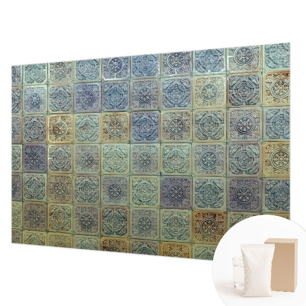 Fotomural decorativo para cabecero de cama con motivo de azulejos geométricos