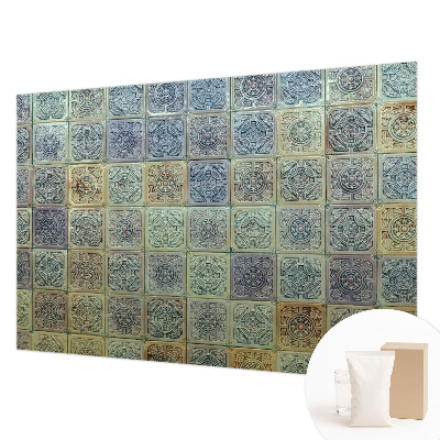 Fotomural decorativo para cabecero de cama con motivo de azulejos geométricos