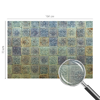 Fotomural decorativo para cabecero de cama con motivo de azulejos geométricos