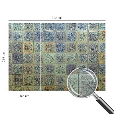 Fotomural decorativo para cabecero de cama con motivo de azulejos geométricos