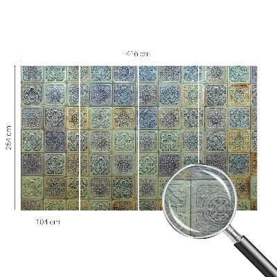 Fotomural decorativo para cabecero de cama con motivo de azulejos geométricos