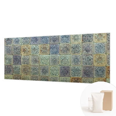 Fotomural decorativo para cabecero de cama con motivo de azulejos geométricos