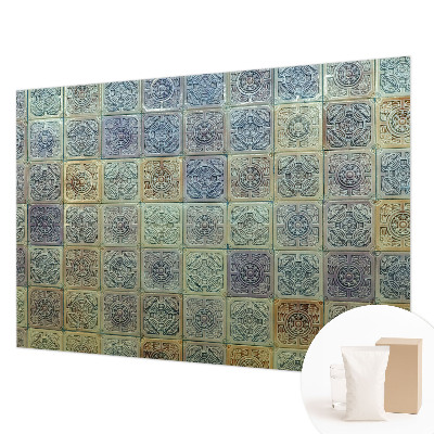 Fotomural decorativo para cabecero de cama con motivo de azulejos geométricos