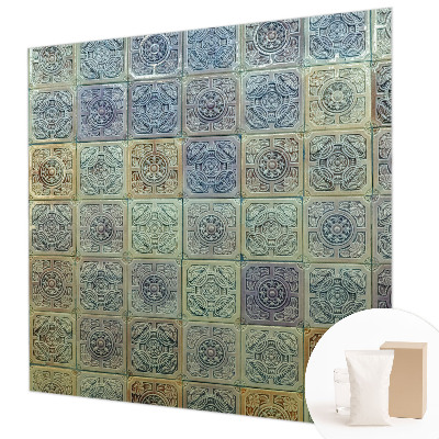 Fotomural decorativo para cabecero de cama con motivo de azulejos geométricos