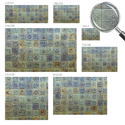 Fotomural decorativo para cabecero de cama con motivo de azulejos geométricos