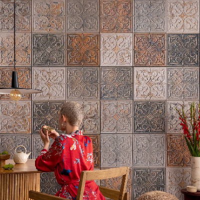 Mural de pared con estampado hermoso con azulejos ornamentales