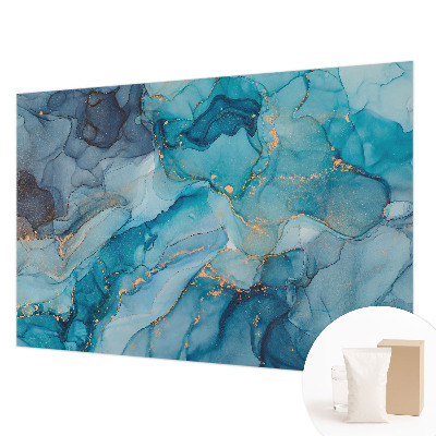 Mural de pared con estampado hermoso con un motivo de abstracción en tonos azules