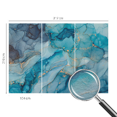 Mural de pared con estampado hermoso con un motivo de abstracción en tonos azules