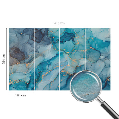 Mural de pared con estampado hermoso con un motivo de abstracción en tonos azules