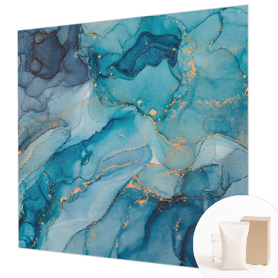 Mural de pared con estampado hermoso con un motivo de abstracción en tonos azules