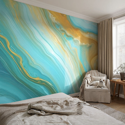 Mural decorativo con diseño de ondas abstractas