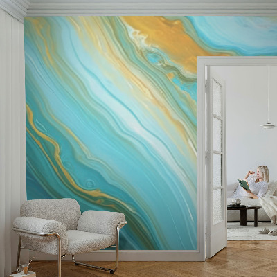 Mural decorativo con diseño de ondas abstractas