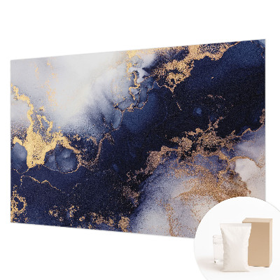 Fotomural decorativo para cabecero de cama con un motivo de olas en azul marino