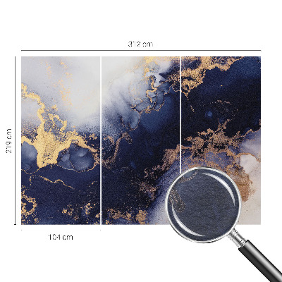 Fotomural decorativo para cabecero de cama con un motivo de olas en azul marino