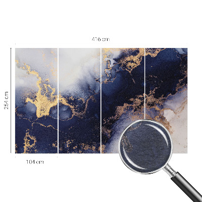 Fotomural decorativo para cabecero de cama con un motivo de olas en azul marino