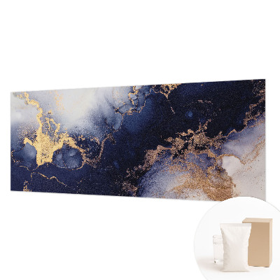 Fotomural decorativo para cabecero de cama con un motivo de olas en azul marino