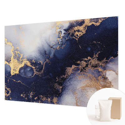 Fotomural decorativo para cabecero de cama con un motivo de olas en azul marino